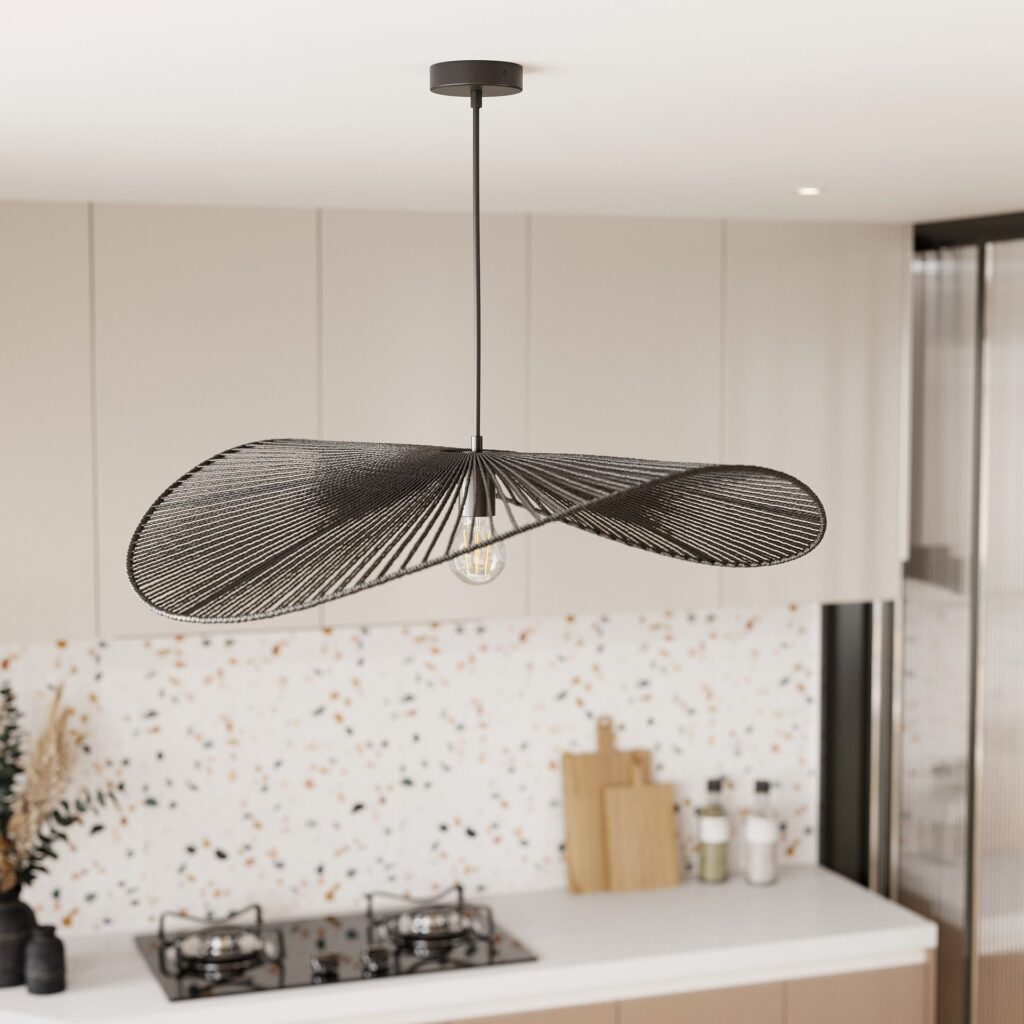 Maison Pavane suspension noire papier corde