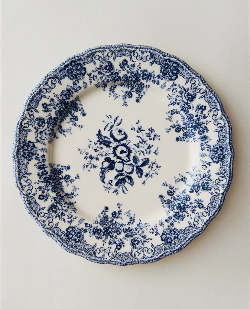 Zara ASSIETTE PLATE FAÏENCE IMPRIMÉ FLEURS