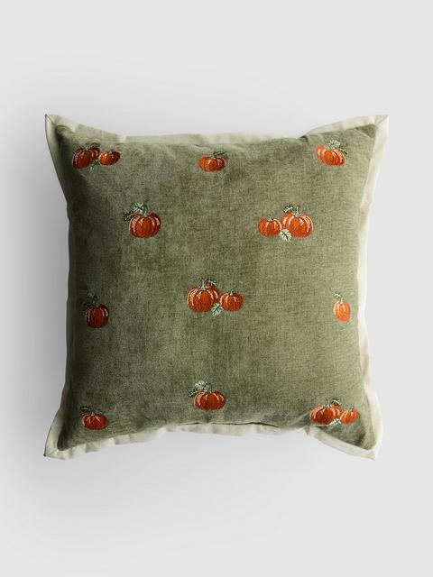 Coussin citrouilles brodé
